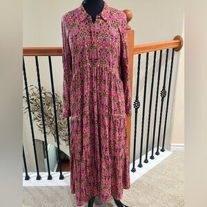 Boho Paisley Pink Tiered Maxi Dress by A LOVES A WOMEN SIZE M